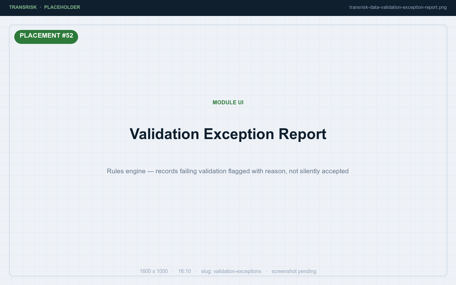 Rules engine — records failing validation flagged with reason, not silently accepted